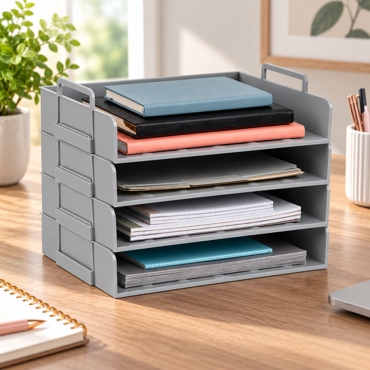 Stackable Plastic Paper Tray Organizer
